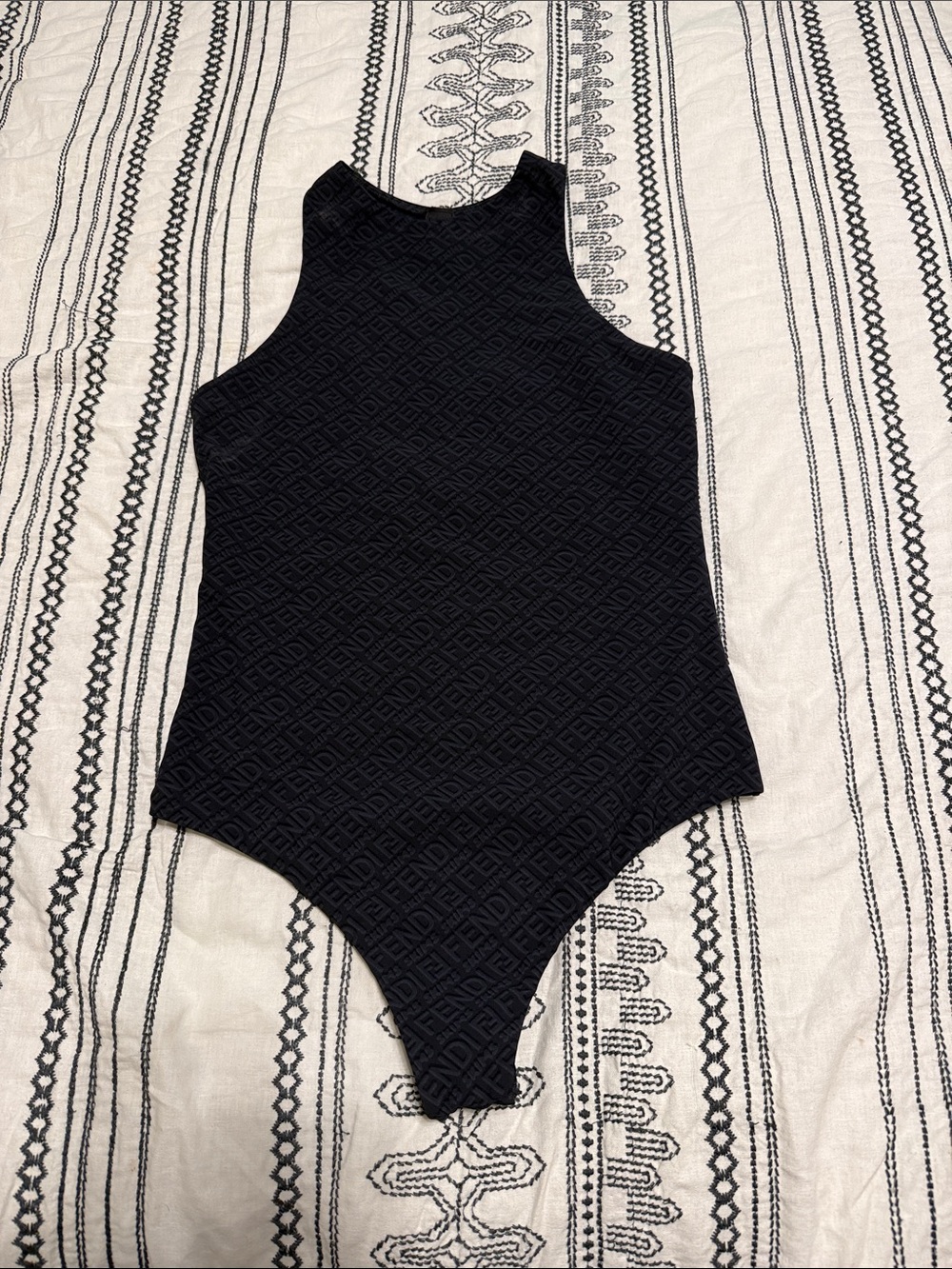 Never worn Fendi/ Skims Black Textured Ribbed women’s One-Piece Bodysuit